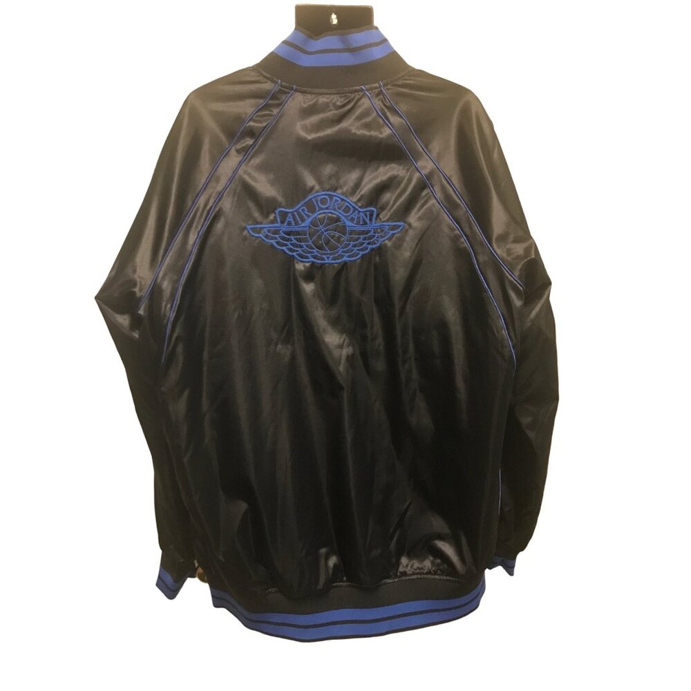 Air Jordan 1 Wings Retro Royal Authentic Black Satin Jacket